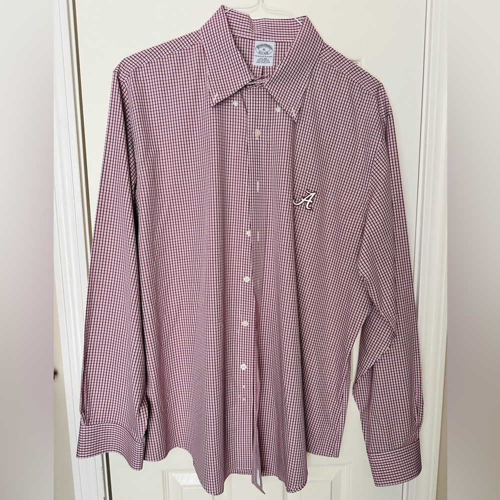 BROOKS BROTHERS University of Alabama Red & White Checkered Button Down Shirt